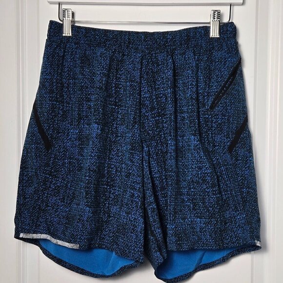 Lululemon Men's Surge Lined Short 6" - M Blue/Black FLAW - Picture 1 of 5